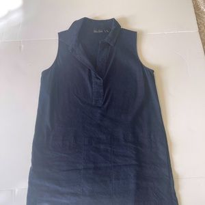 Tahari size 4 linen dress color navi with side pockets excellent condition